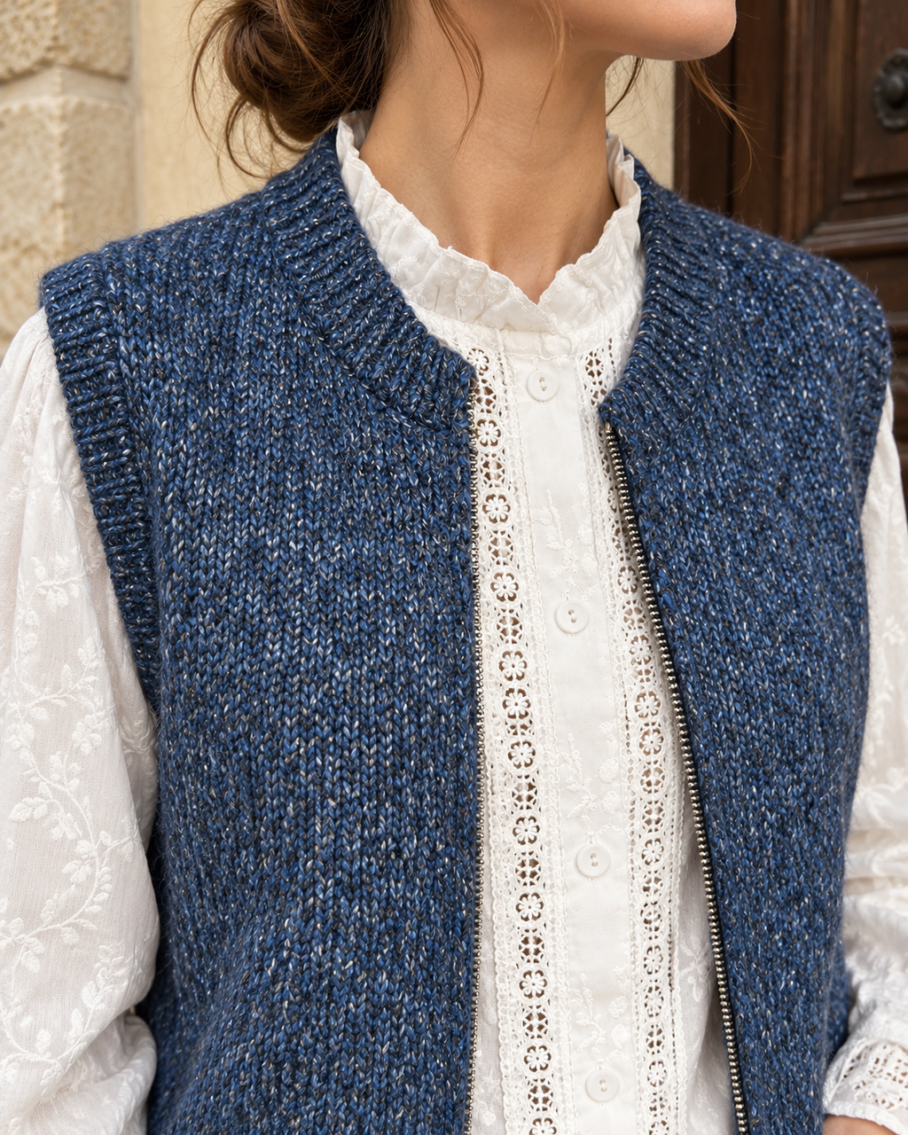 Gilet Emilie – Sans manches en maille grise