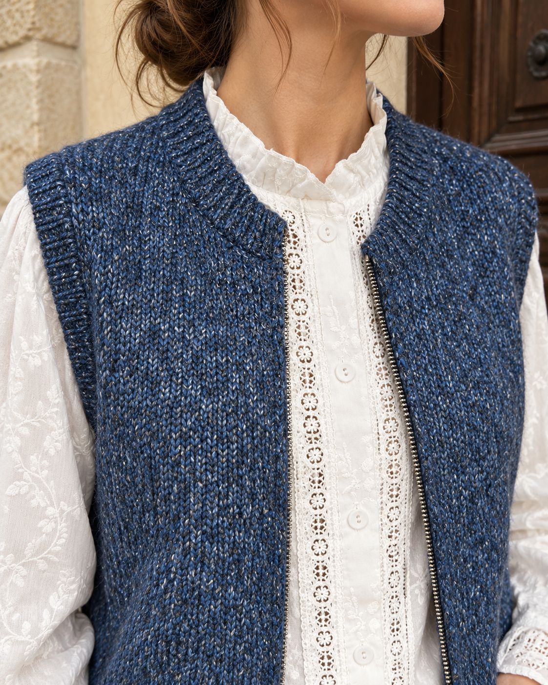 Gilet Emilie – Sans manches en maille grise