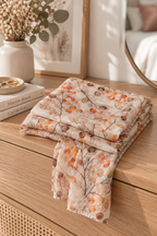 Echarpe imprimé feuilles beige