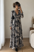 Robe Lani – Grise à imprimé abstrait