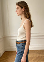 Ceinture élastique à boucle en métal et ornée de cœur - L'atelier d'Alice