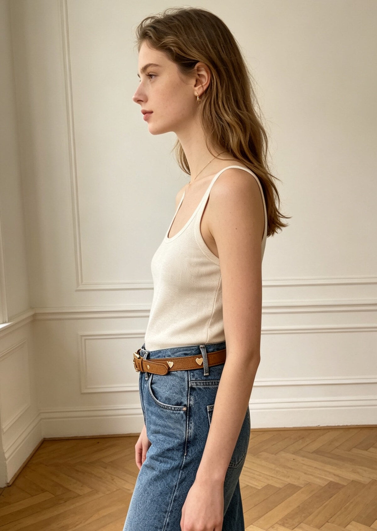 Ceinture élastique à boucle en métal et ornée de cœur