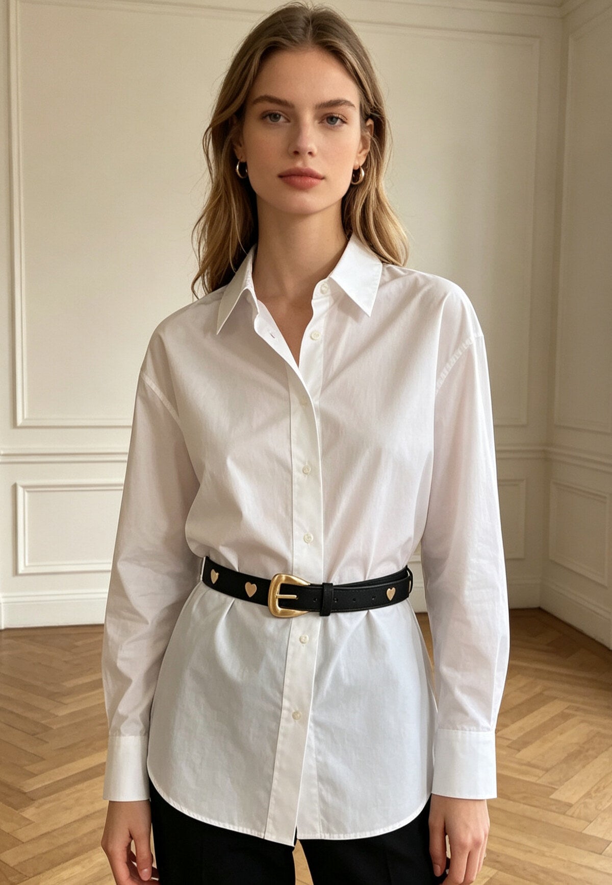 Ceinture élastique à boucle en métal et ornée de cœur
