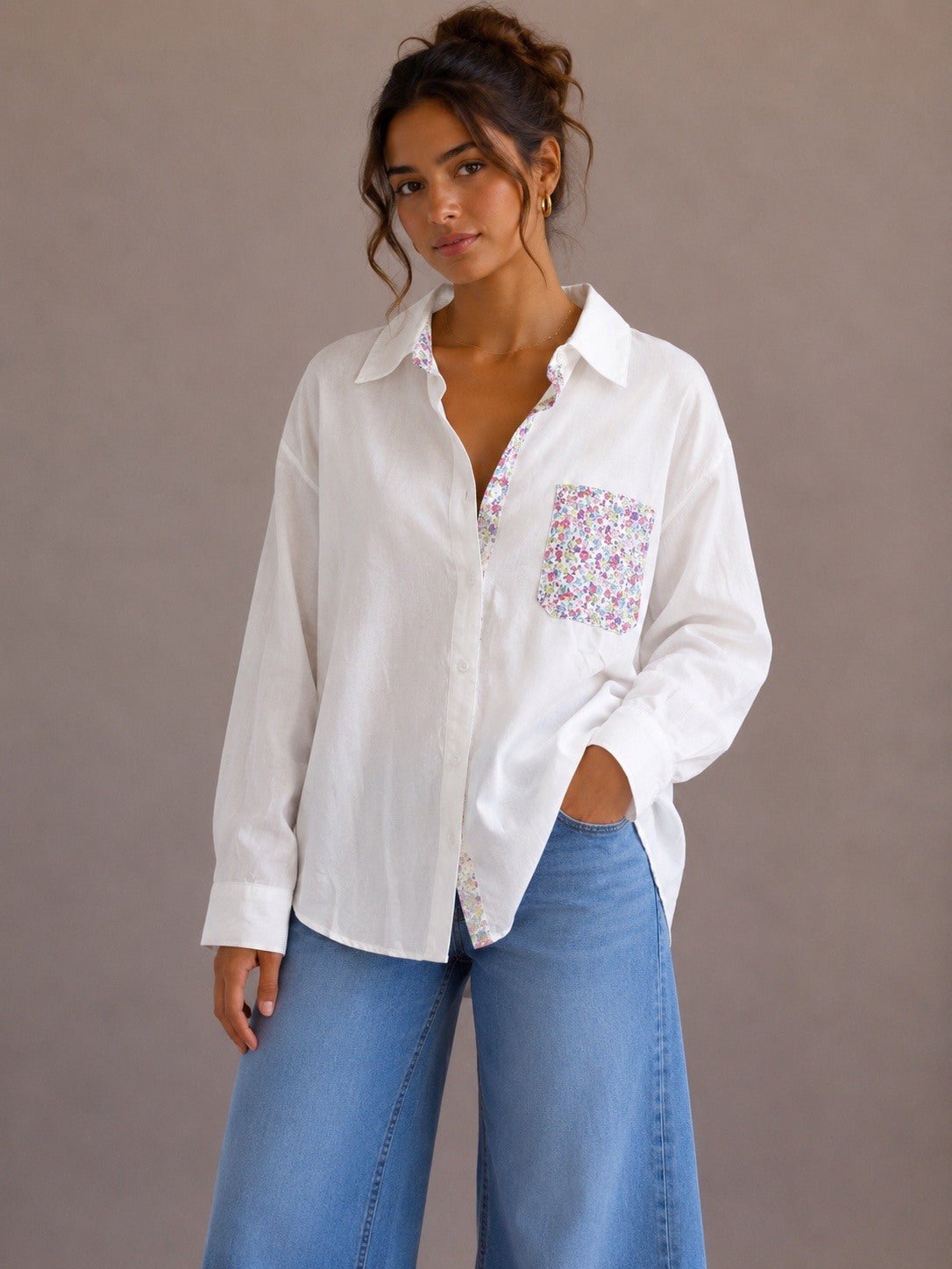 Chemise en coton motif fleuries - L'atelier d'Alice