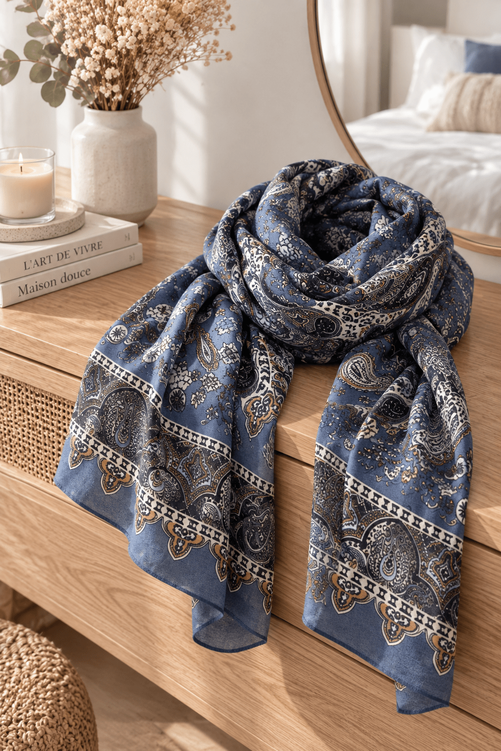 Echarpe paisley bleu - L'atelier d'Alice