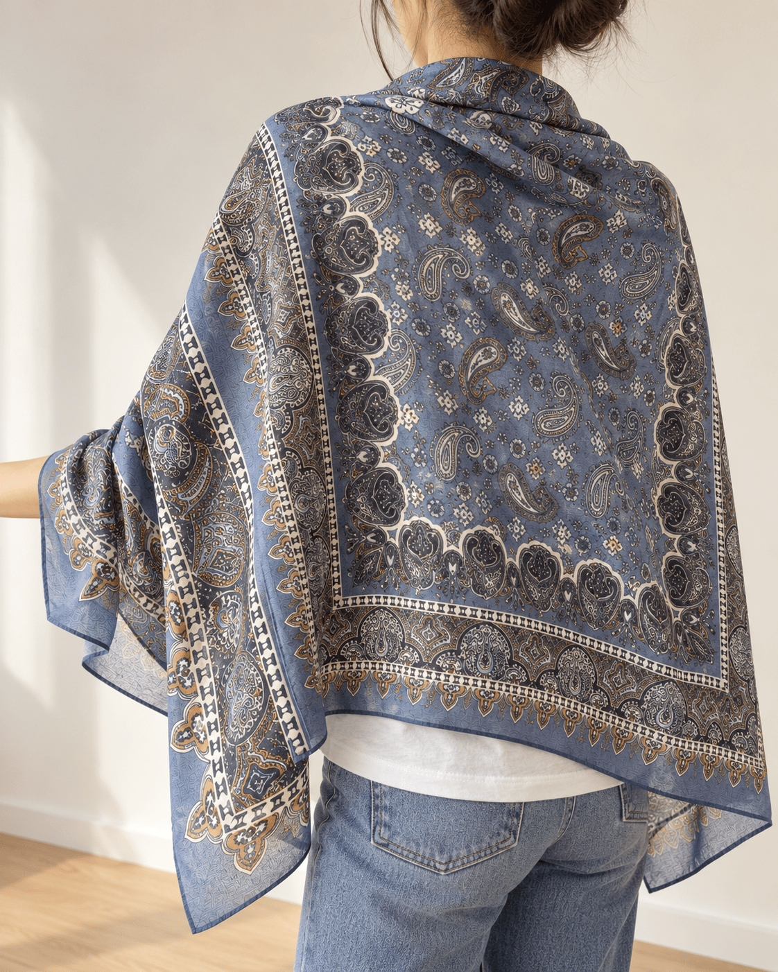 Écharpe paisley – bleue - L'atelier d'Alice