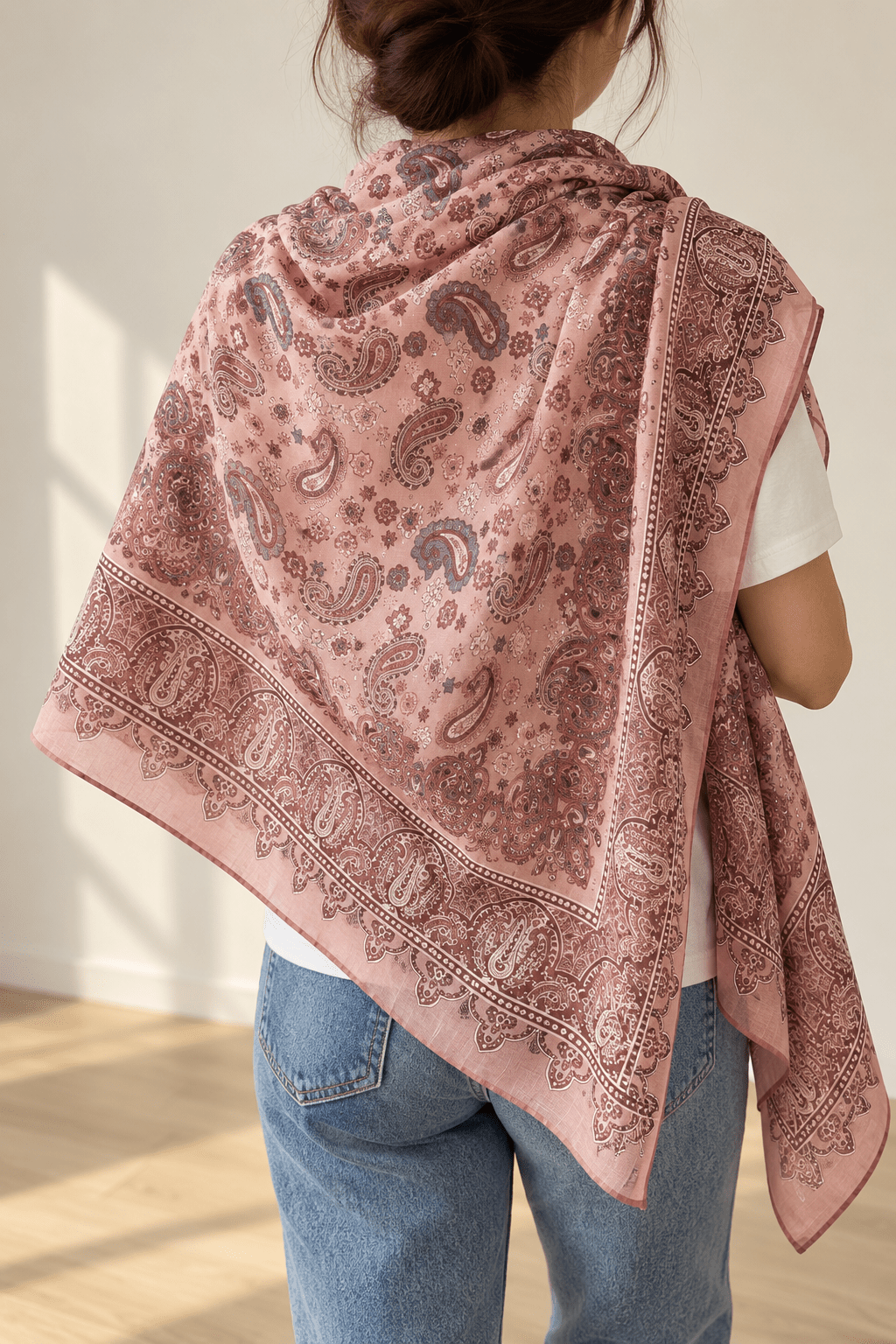 Écharpe paisley – rose - L'atelier d'Alice