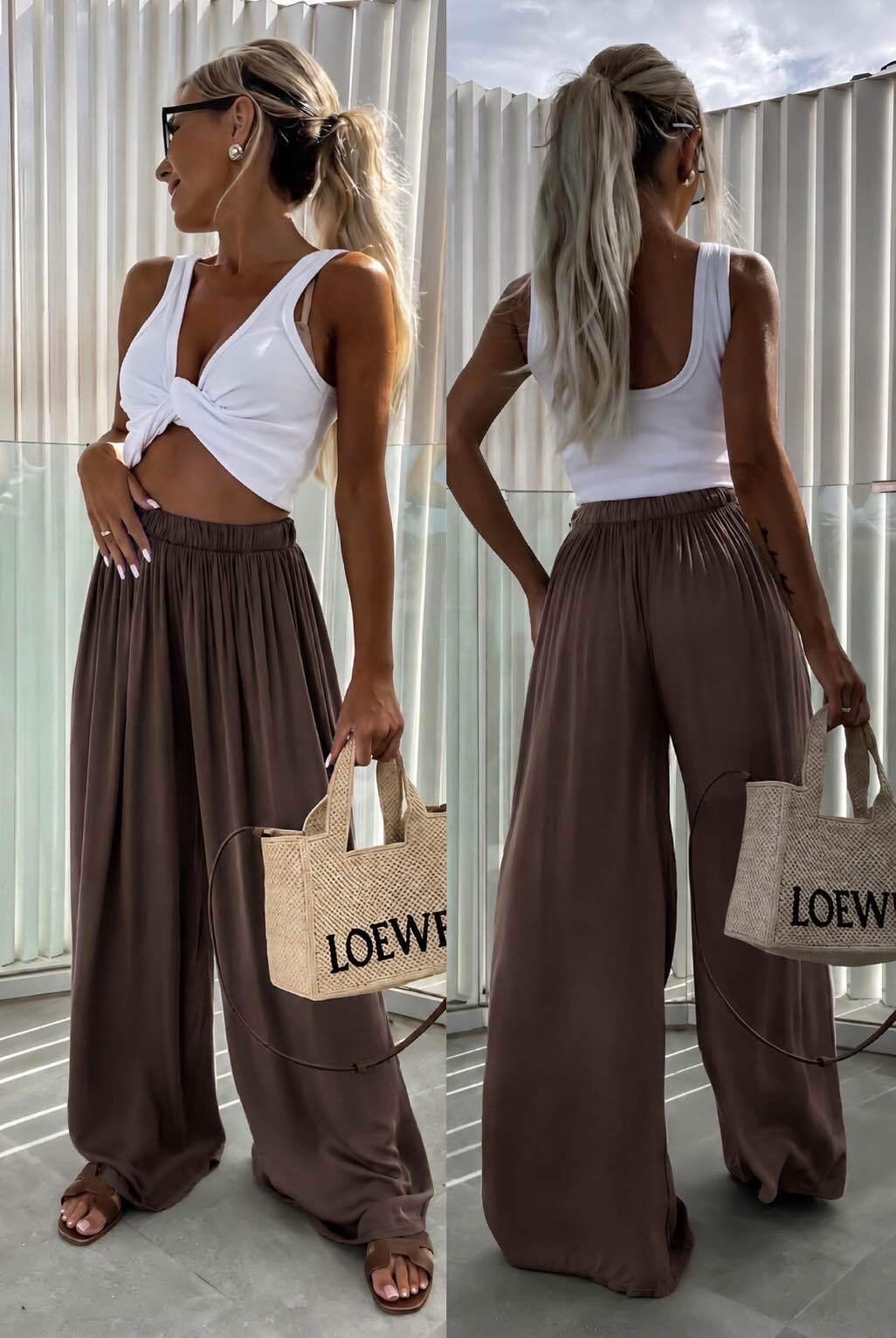 Pantalon effet satin