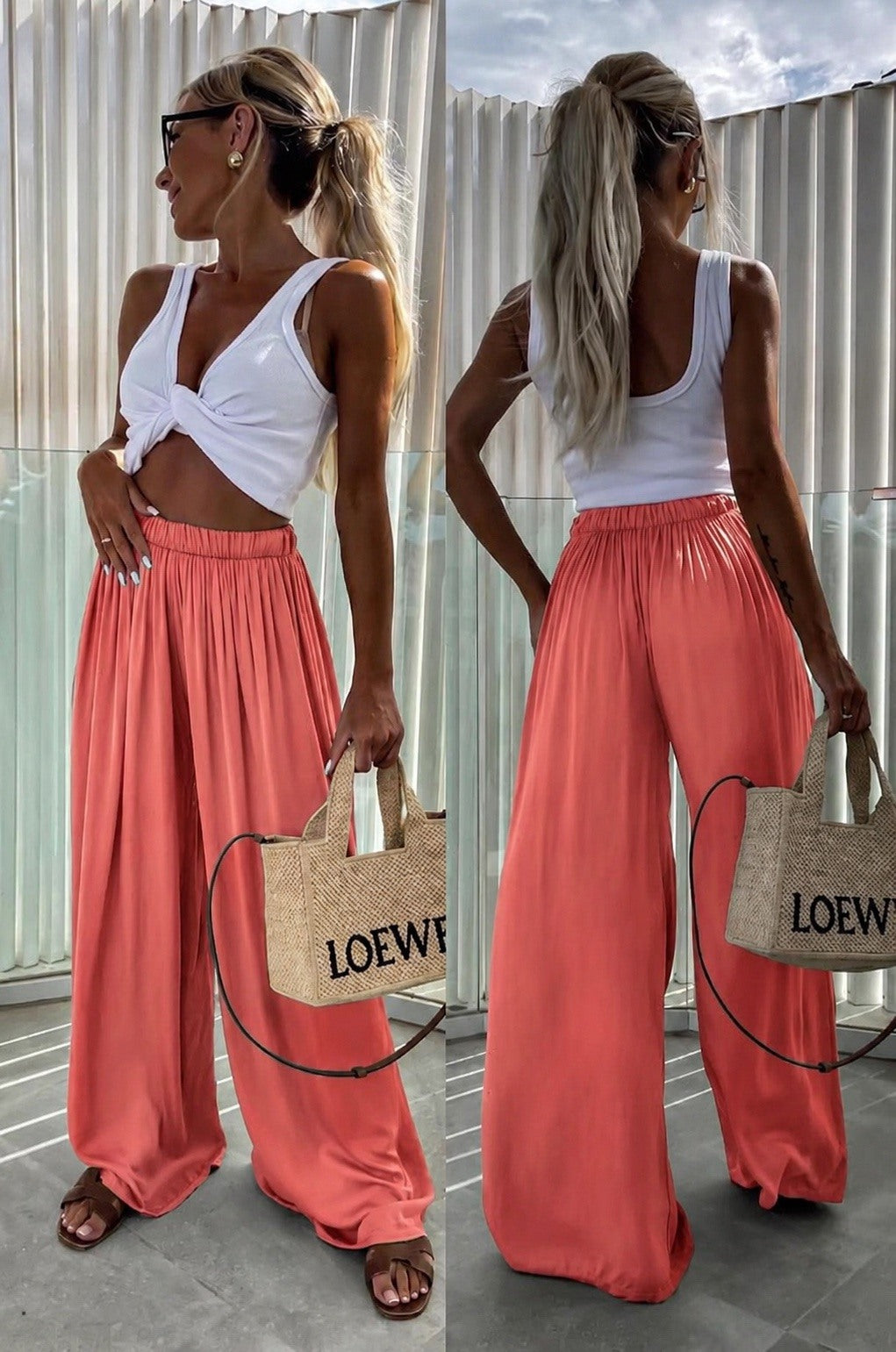 Pantalon effet satin
