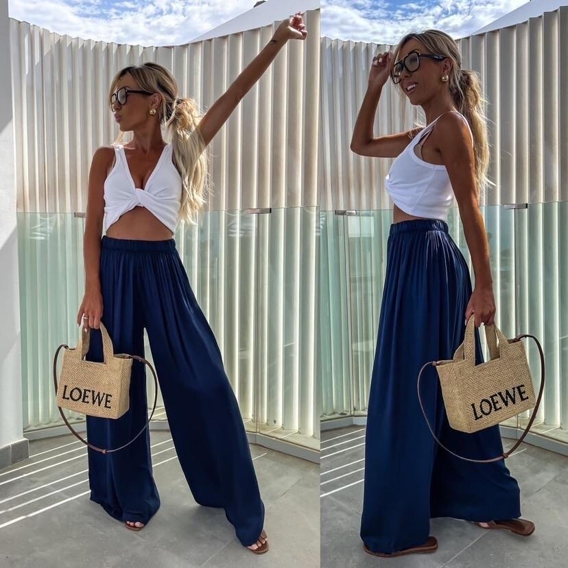 Pantalon effet satin