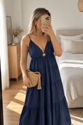 Robe longue bohème - détail broche - L'atelier d'Alice